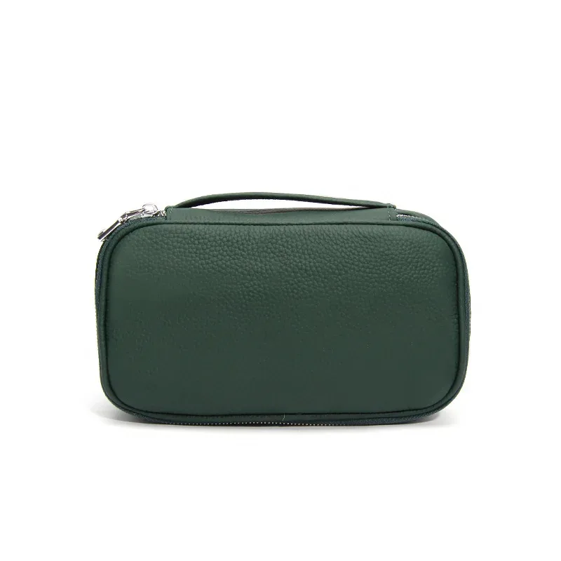 trousse de toilette de voyage en cuir de vachette grande capacité personnalisable avec nom, sac cosmétique zippé de luxe simple pour femme, trousse de maquillage tendance personnalisée pour dames