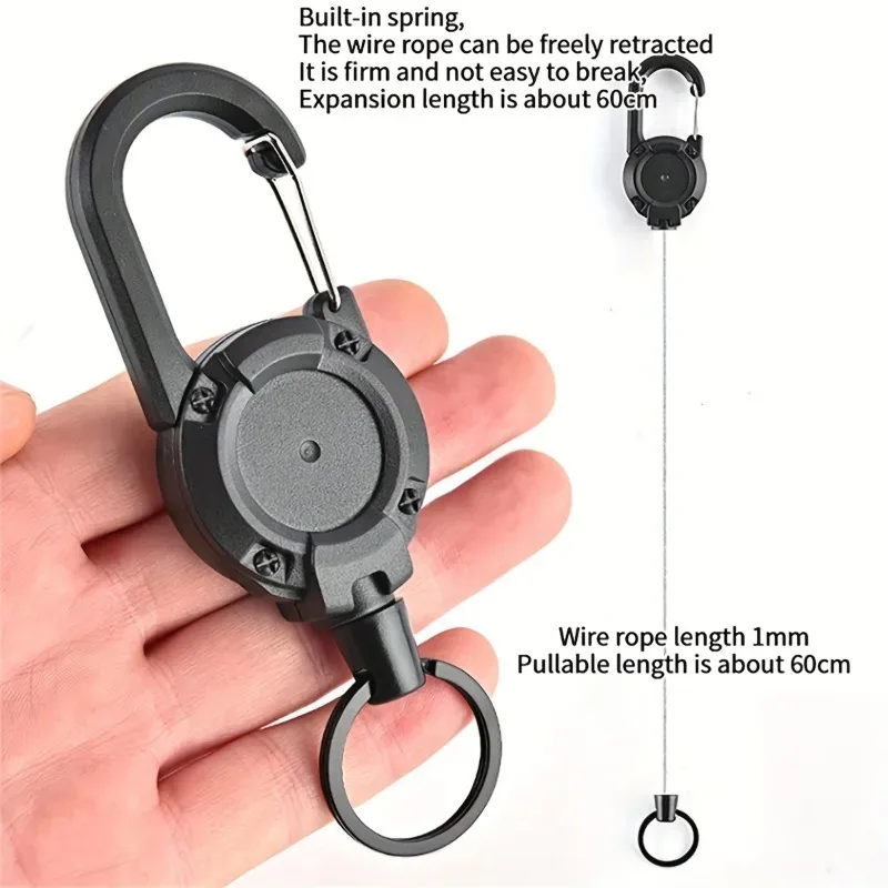 1pc porte-clés rétractable en câble métallique pour hommes, accessoires de sac à dos pour l'extérieur, porte-clés polyvalent et durable