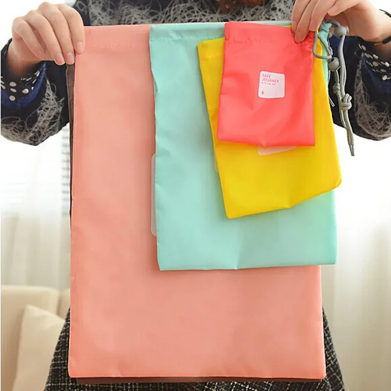 sacs de rangement de voyage étanches, 4 pièces/lot, sac de voyage pour chaussures maquillage, sac à linge sous-vêtements cosmétiques tri gt
