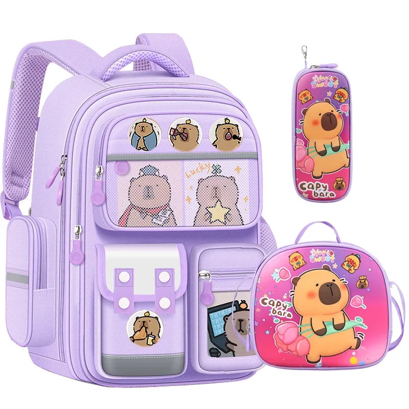 sacs d'école pour enfants capybara, pour garçons et filles, soulagent la charge, protègent la colonne vertébrale, sangles larges, sac à dos scolaire, sac à livres