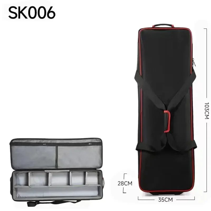 kit d'éclairage flash de studio professionnel, valise à roulettes, équipement photographique de grande/moyenne/petite taille, sac de voyage avec roulettes