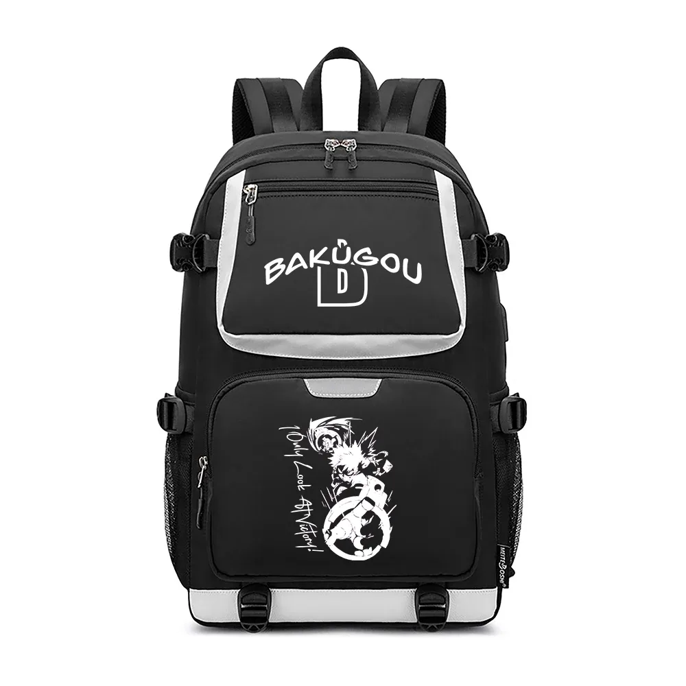 sacs d'école mha, sac à dos oxford, sac à dos de voyage bakugou katsuki, sac à dos pour ordinateur portable avec chargement usb, sacs à bandoulière anime