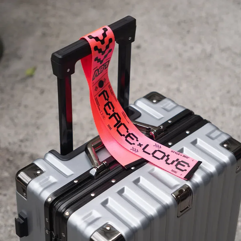 étiquette de bagage chase peace love a81, sangle d'identification de valise vert fluorescent, étiquette anti-perte pour valise d'avion