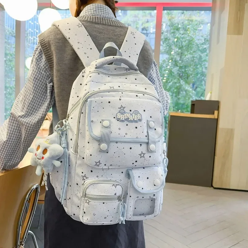 sac à dos d'écolière japonais grande capacité multi-poches pour collégienne, sac à dos transparent style anime ita bag