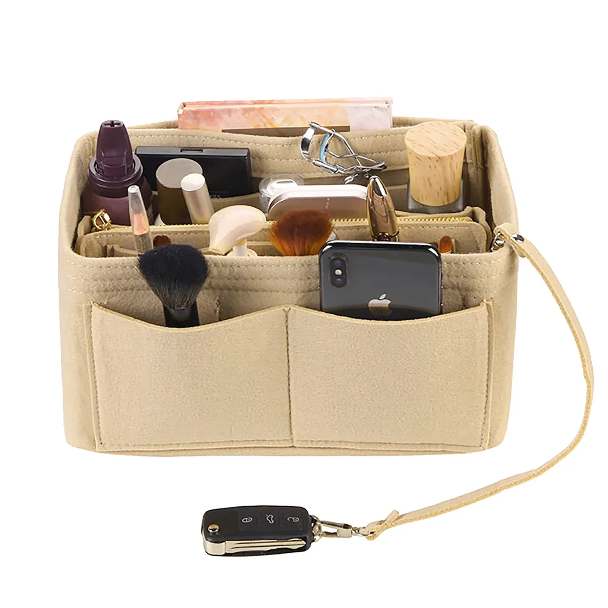 insert organisateur de sac à main en feutre – séparateur de sac fourre-tout de voyage avec fermeture éclair, insert de sac à main pour longchamp, neverfull, speedy & more