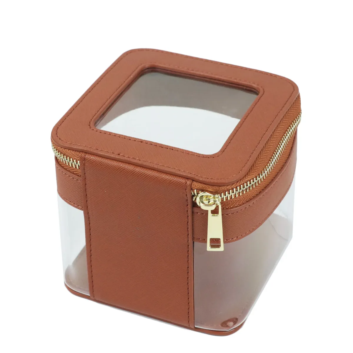 sac à cosmétiques en cuir saffiano avec lettres personnalisées, étui de rangement de maquillage transparent en pvc tpu, organisateur de rouge à lèvres de voyage, sac à cosmétiques