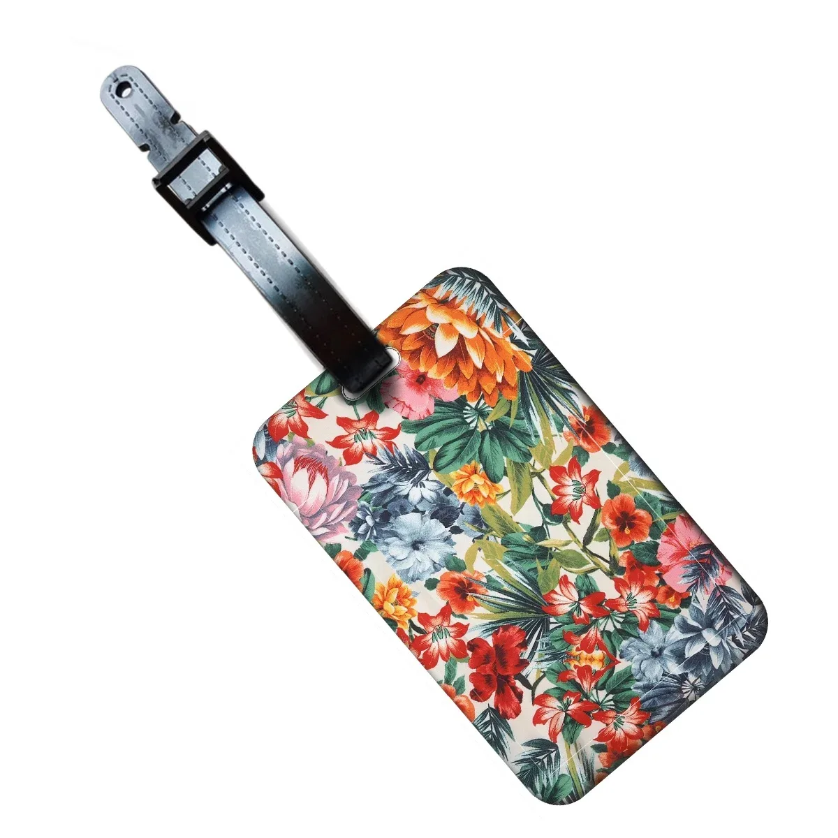 étiquette de bagage motif fleurs et plantes, plume, pour valise et sac à dos, anti-perte, porte-carte d'identification, accessoires de mode pour bagages, cadeaux