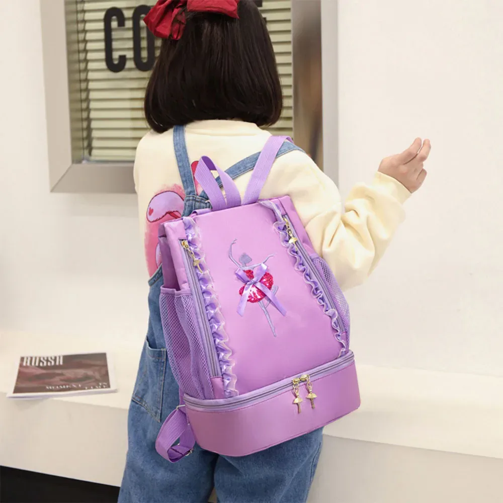 sac à dos de danse de ballet brodé personnalisé avec compartiment à chaussures séparé, sac de ballerine pour petites filles pour sac de danse pour tout-petits