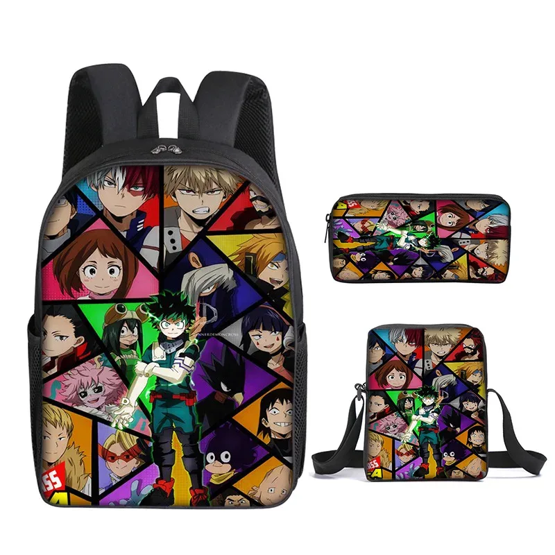 sac à dos my hero academy, sac à déjeuner, trousse à crayons, ensemble cadeau pour enfants et étudiants