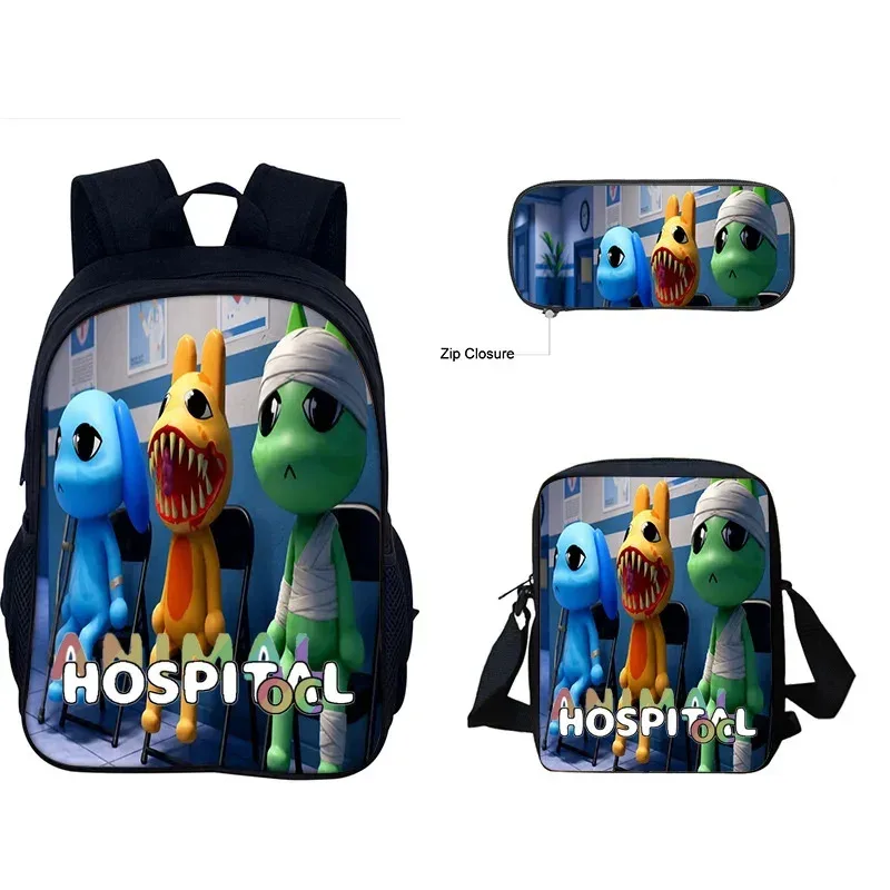 ensemble de 3 sacs d'école à thème animalier pour enfants, sac à dos, sac bandoulière et trousse à crayons, pour garçons et filles de primaire et collège, idéal comme cadeau