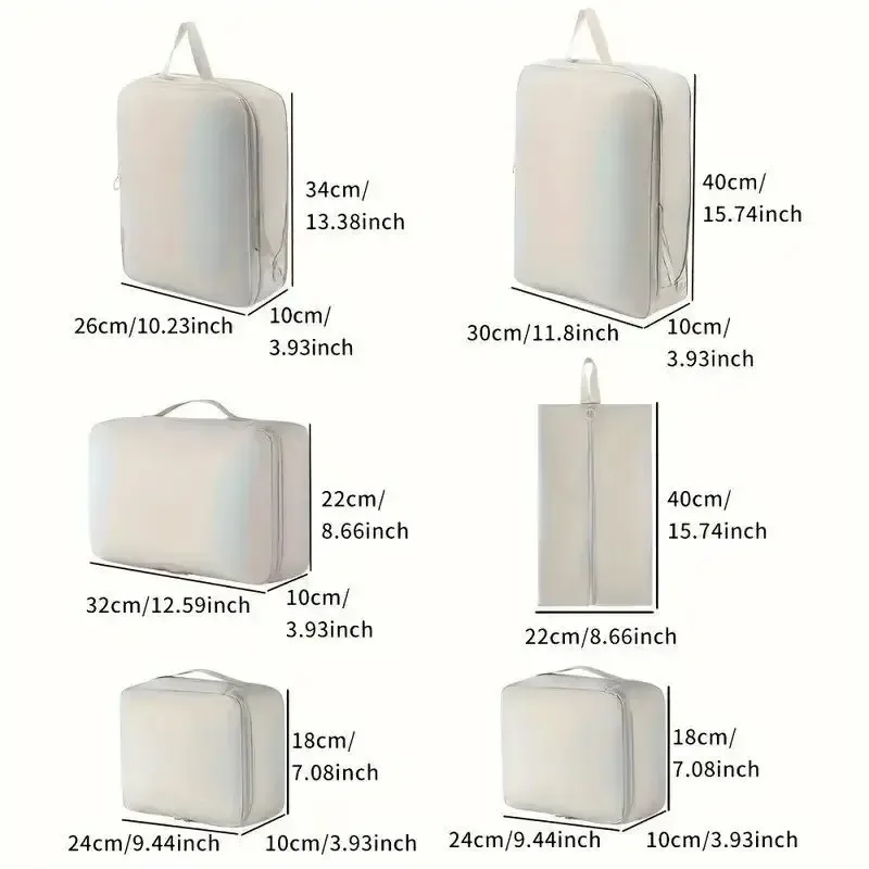 6 cubes de compression de voyage, sacs de rangement pour vêtements, sacs de rangement portables pour valise, sacs extensibles pour économiser de l'espace