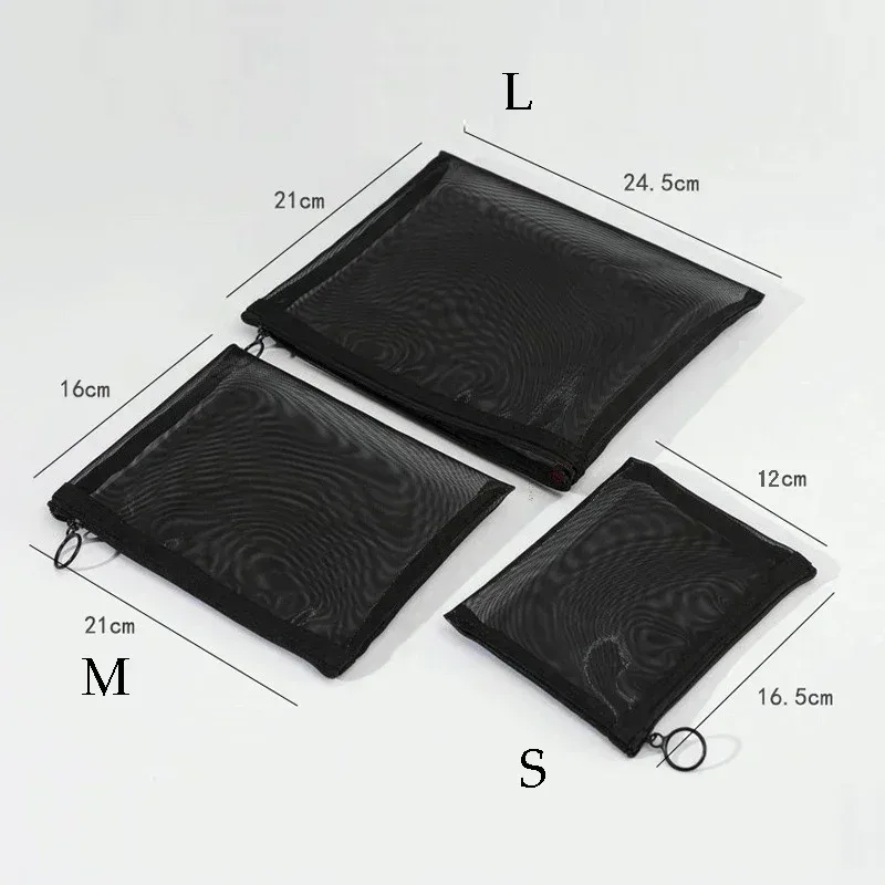 sac à cosmétiques en maille pour femmes, rangement de voyage, sac de maquillage, organisateur, pochette de maquillage portable, petite et grande trousse de toilette et de beauté