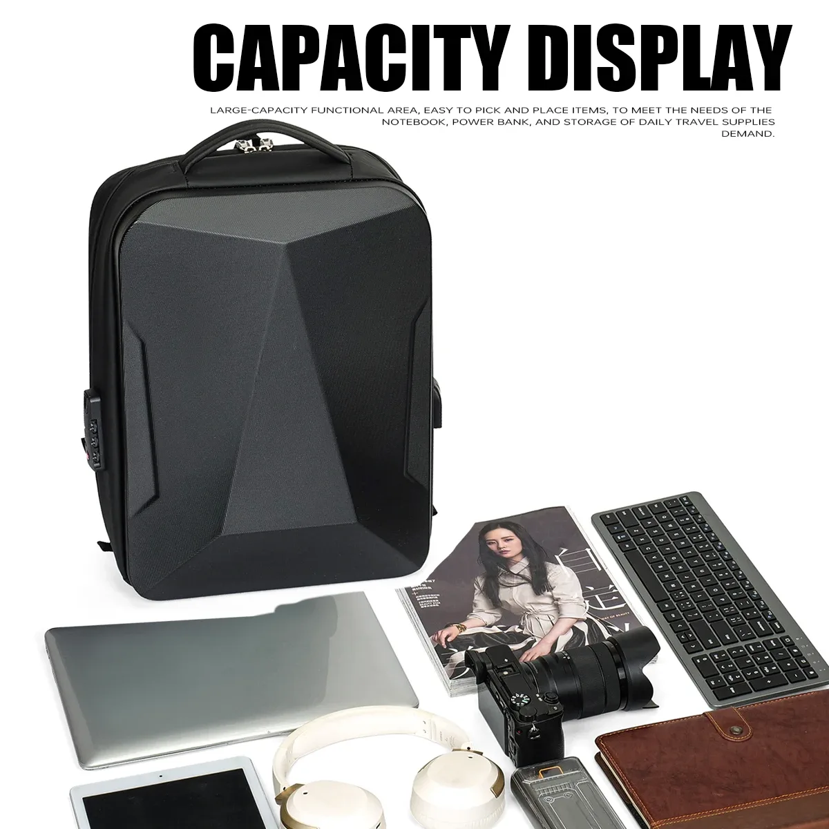 sac à dos d'ordinateur extensible pour hommes, grande capacité, voyage d'affaires, sac à bagages, jeu de sports électroniques, coque rigide