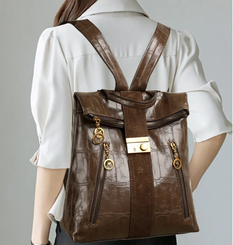 nouveau sac à dos de voyage en cuir de luxe 2026 pour femmes, grande capacité, sacs à bandoulière, cabas, sacs d'école pour ordinateur portable