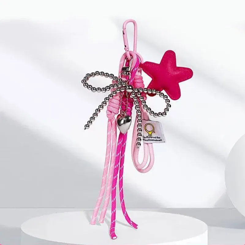 porte-clés étoile à nœud papillon, breloque suspendue pour sac tendance, pendentif polyvalent, sac à dos exquis, accessoires de décoration, cadeaux