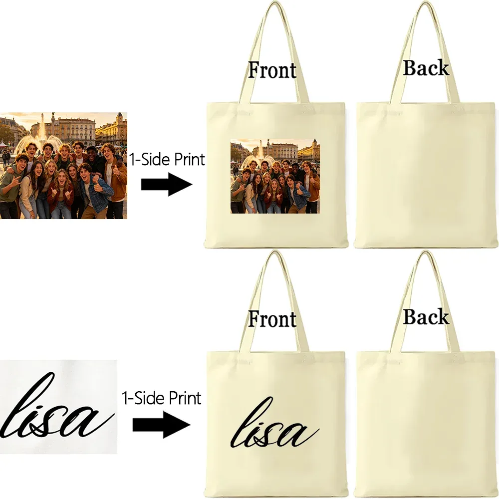 grands sacs fourre-tout en toile 40x42cm personnalisables avec logo, sacs à main réutilisables, cadeau pour demoiselles d'honneur, mariée, étudiants, sac de voyage pour femmes