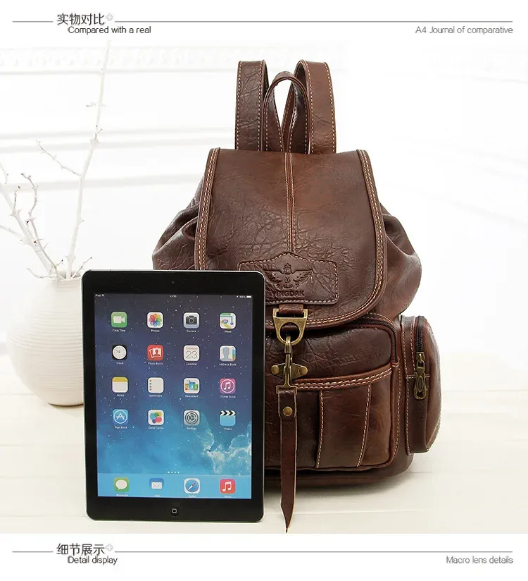 nouveauté sac à dos pour homme en cuir pu de haute qualité, style vintage, sac à dos coréen pour étudiant, grand sac à dos pour ordinateur portable et école