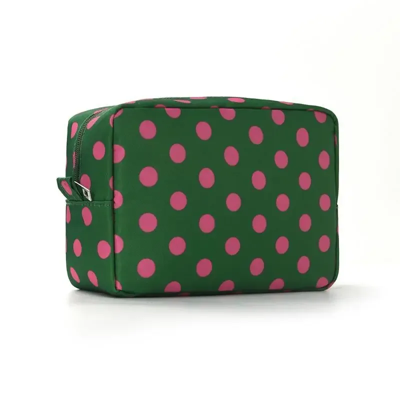 trousse de maquillage à pois, trousse de toilette de voyage étanche avec fermeture éclair, étui pour pinceaux de maquillage