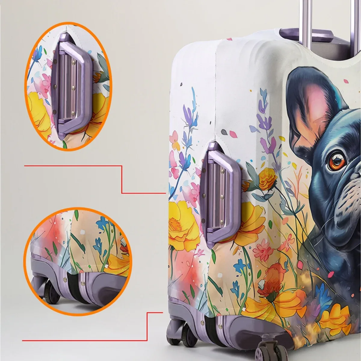 housse de protection pour bagages à motif animal, ensemble adapté aux housses de bagages de 18 à 32 pouces, housse de poignée de valise, accessoires de voyage