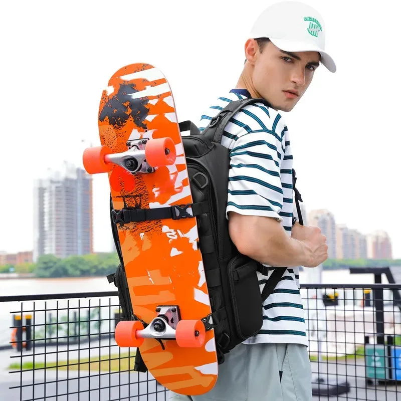 sac à dos ozuko mochila pour skateboard, sports de plein air, ordinateur portable 17 pouces, multifonction, imperméable, sac de voyage pour homme