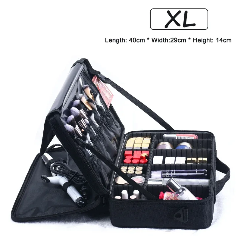 trousse à cosmétiques professionnelle pour femme, sacs à cosmétiques en cuir, oxford imperméable, grande capacité, étui de maquillage de voyage pour maquilleuse