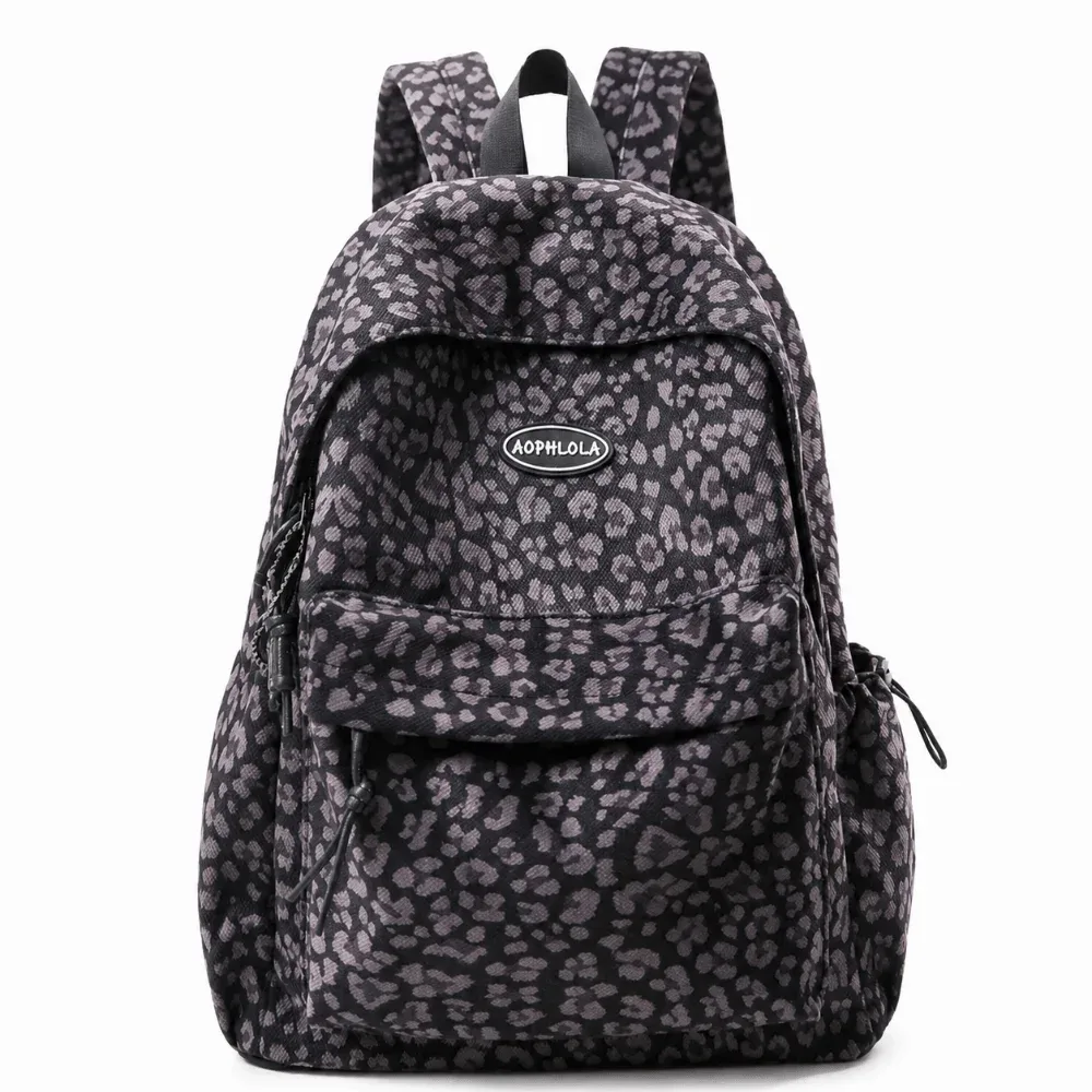 sac à dos décontracté à imprimé léopard pour ordinateur portable, grande capacité, multi-poches, cartable pour étudiants, sac de voyage en tissu oxford pour adolescentes