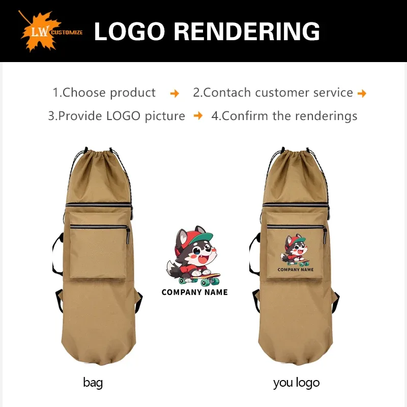 sac de skateboard personnalisé avec logo imprimé, sac à double espion de souhait, léger et étanche, sac à dos pour planche de surf terrestre, nom de bricolage