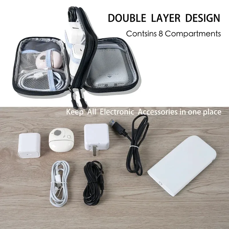 sac de rangement pour câbles de données, étui de transport portable étanche, sac de rangement pour voyage, organiseur pour câbles, cordons et chargeurs usb