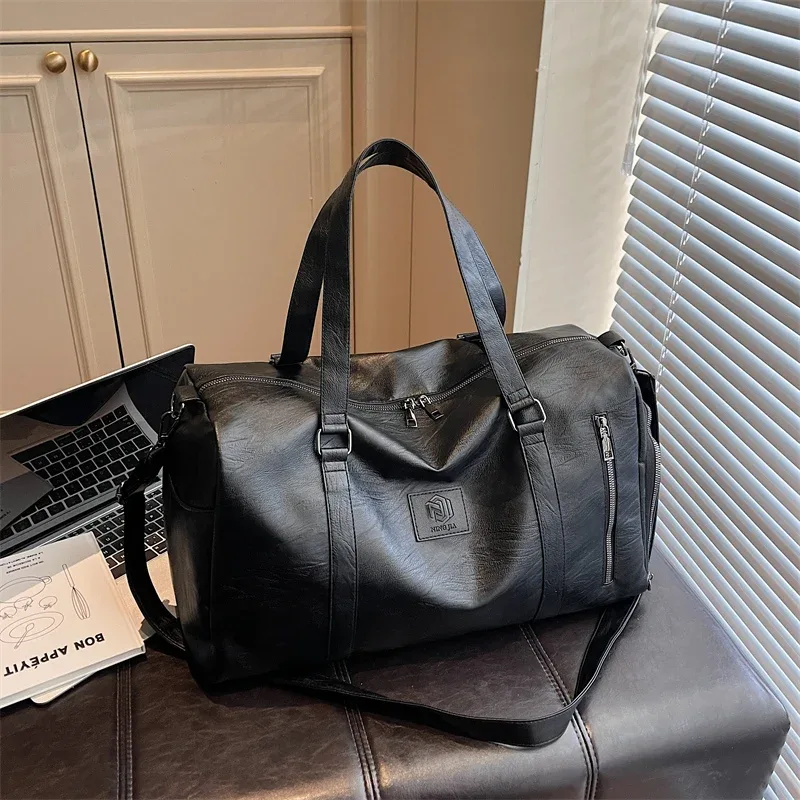 sac de voyage en cuir pu souple avec compartiment à chaussures, sac de week-end et de sport pour hommes et femmes, sac de voyage de marque pour bagage à main