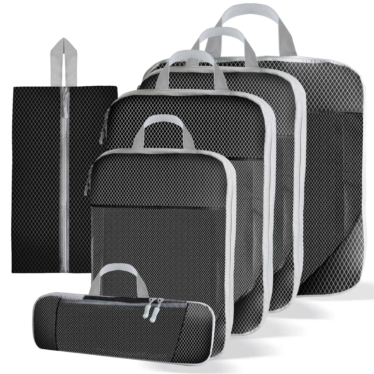 8/6 pièces ensemble sac de rangement de voyage grande capacité bagages vêtements tri organisateur valise pochette étui essentiels chaussures emballage cube