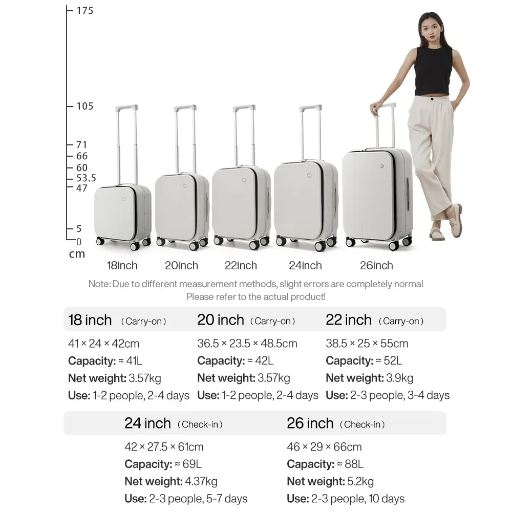 mixi nouveau pc cadre en aluminium valise ouverture avant bagage de voyage roulant 20 pouces bagage à main 24 26 pouces m9291