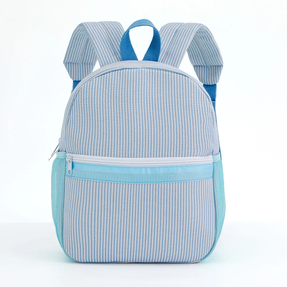 sac à dos scolaire pour tout-petits, sac à dos rayé mignon en seersucker pour filles 12 pouces pour la maternelle, 15 pouces pour les adolescents du lycée