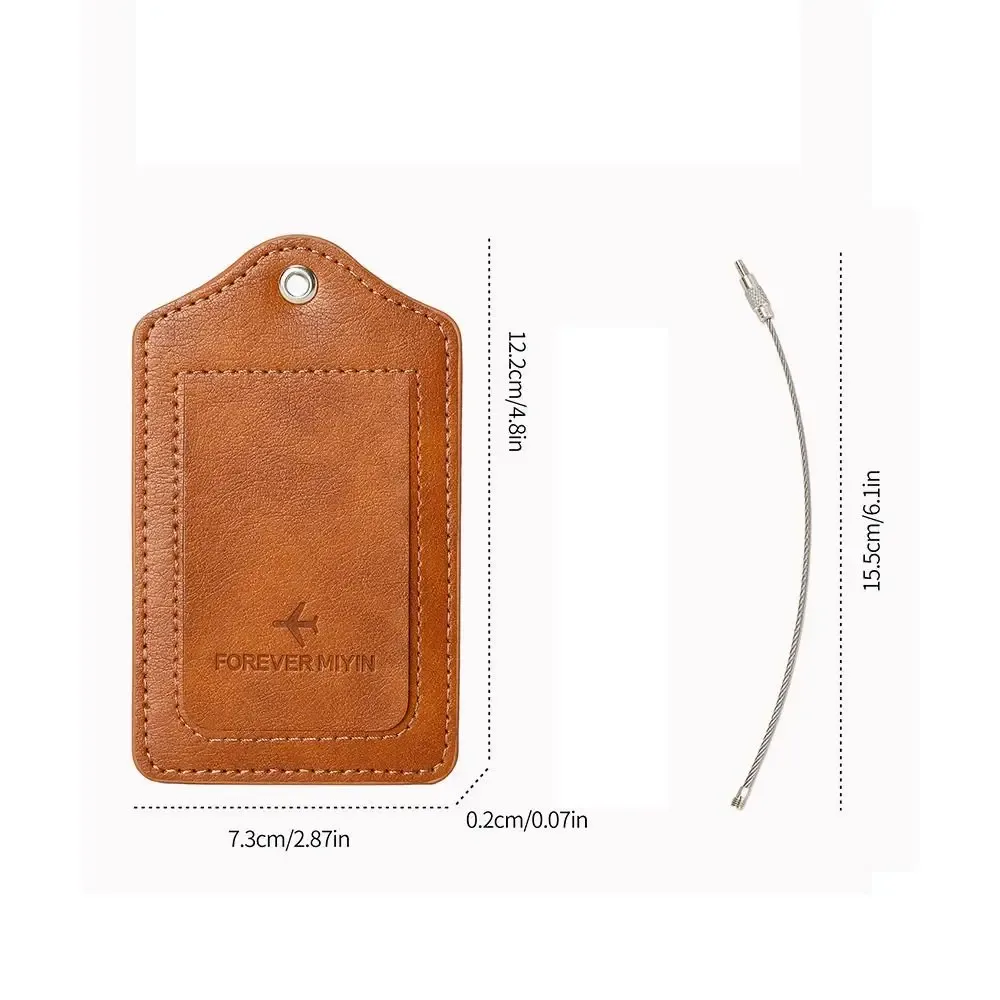 étiquettes de bagage en cuir avec boucle de câble métallique anti-perte, couverture de protection de la vie privée, étiquette de bagage polyvalente, passe d'embarquement étanche