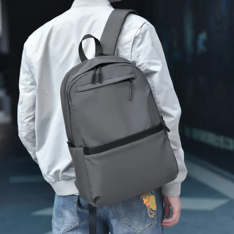 sac à dos pour ordinateur portable de grande capacité pour hommes, couleur unie, sac à dos de voyage et de loisirs