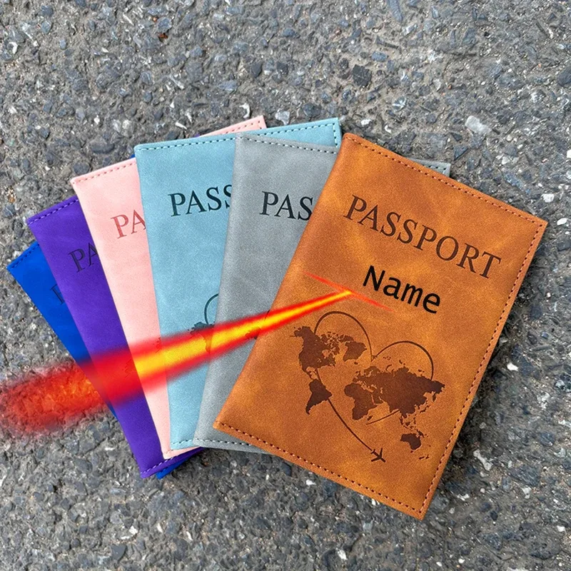 porte-passeport avec nom personnalisé, portefeuille de voyage, couverture en cuir gravé, cadeaux de voyage, accessoires de voyage pour femmes et hommes
