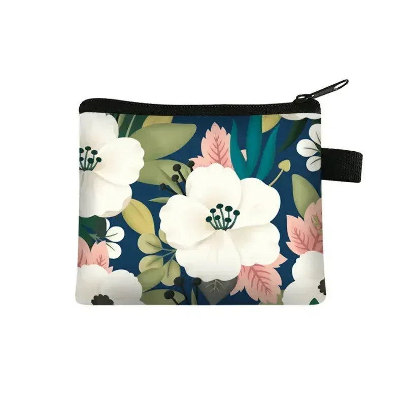 petit sac à cosmétiques imprimé floral pour filles et femmes, sac de rangement pour serviettes hygiéniques, sac de rangement pour pièces de monnaie, carte, argent, écouteurs, porte-rouge à lèvres, pochette