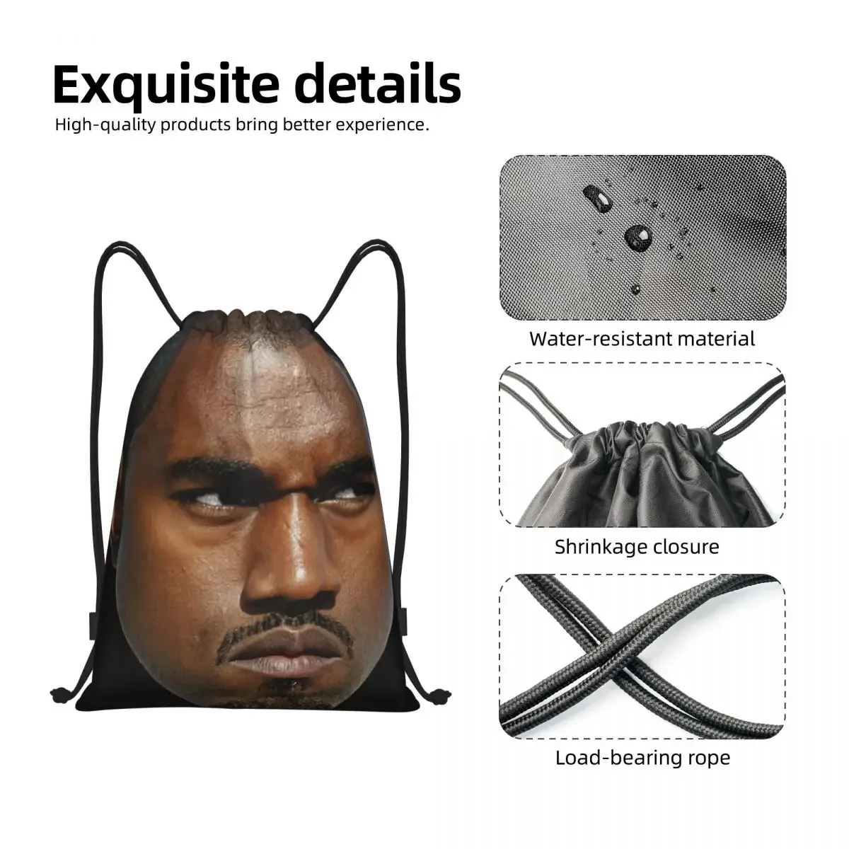 personnalisé drôle kanye west meme cordon sac à dos femmes hommes sport sac à dos portable rappeur producteur de musique sac d'entraînement sac