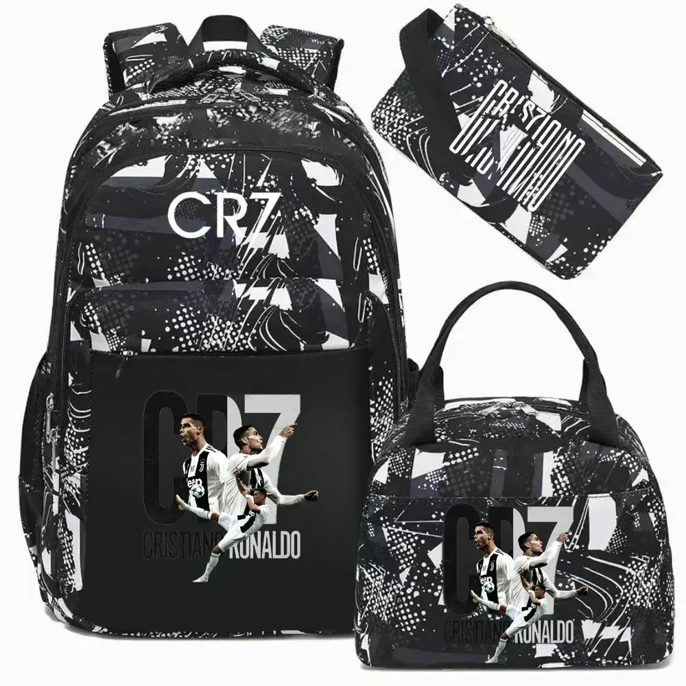 sac à dos pour ordinateur portable cr7, pour femmes et hommes, sacs à dos décontractés pour le sport et le football, sac à dos oxford pour femmes, sac d'école pour hommes, sac de voyage, mochilas 3 pièces
