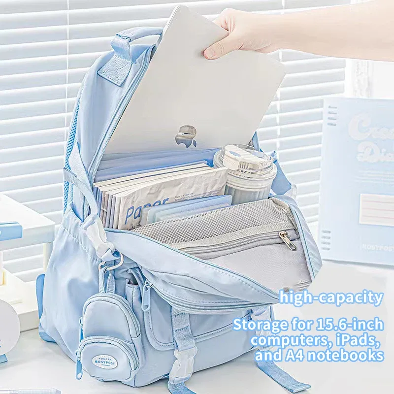 sac à dos de style crème pour lycéennes, sac d'ordinateur haute apparence, grande capacité