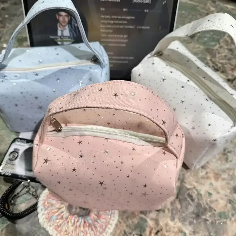 trousse de toilette portable avec étoiles brillantes, grande capacité pour le maquillage et les essentiels de voyage