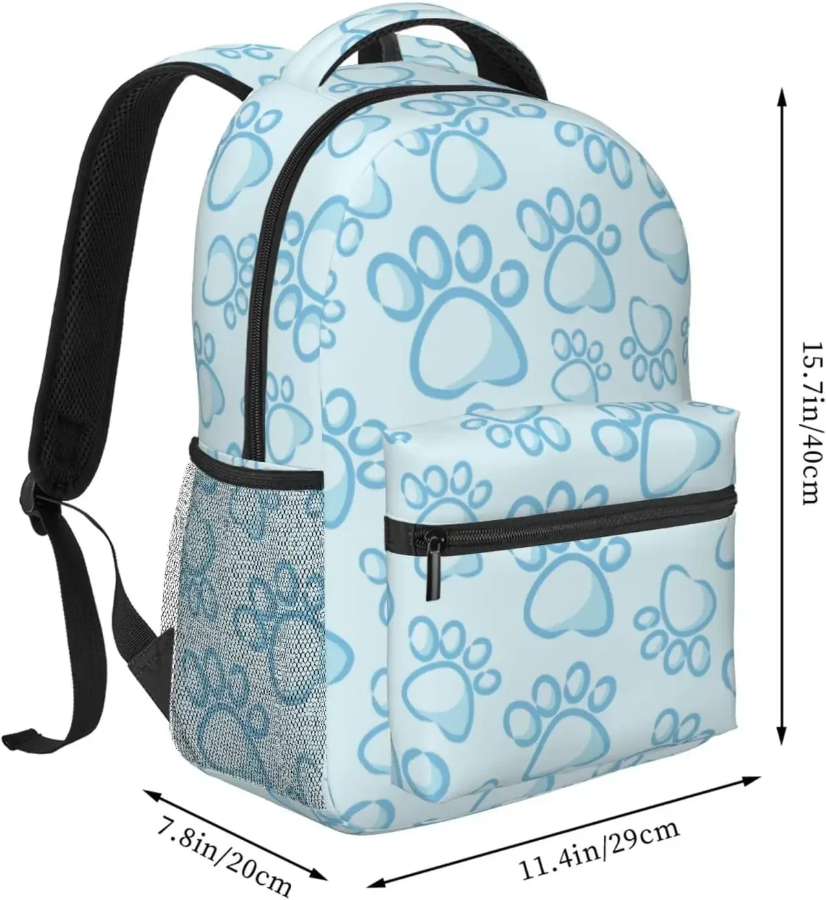 sac à dos léger à imprimé patte de chien bleu pour hommes et femmes, sac à livres universitaire, sac à dos de voyage décontracté, sac à dos pour ordinateur portable, mignon