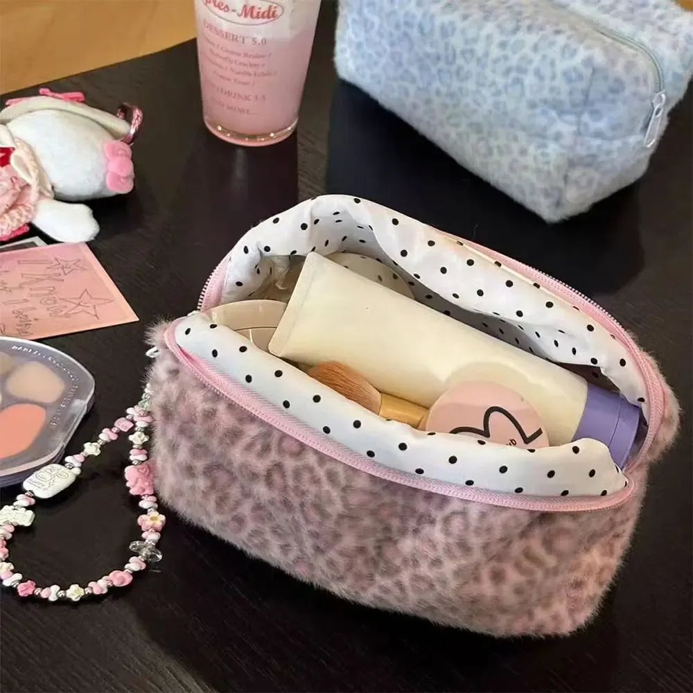 trousse de maquillage floue durable, sac à cosmétiques portable de grande capacité, organisateur de toilette imprimé léopard, voyage