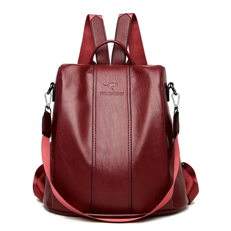 sac à dos en cuir anti-vol pour femmes, sac à bandoulière vintage pour dames, sac de voyage de grande capacité, sacs d'école pour filles mochila feminina
