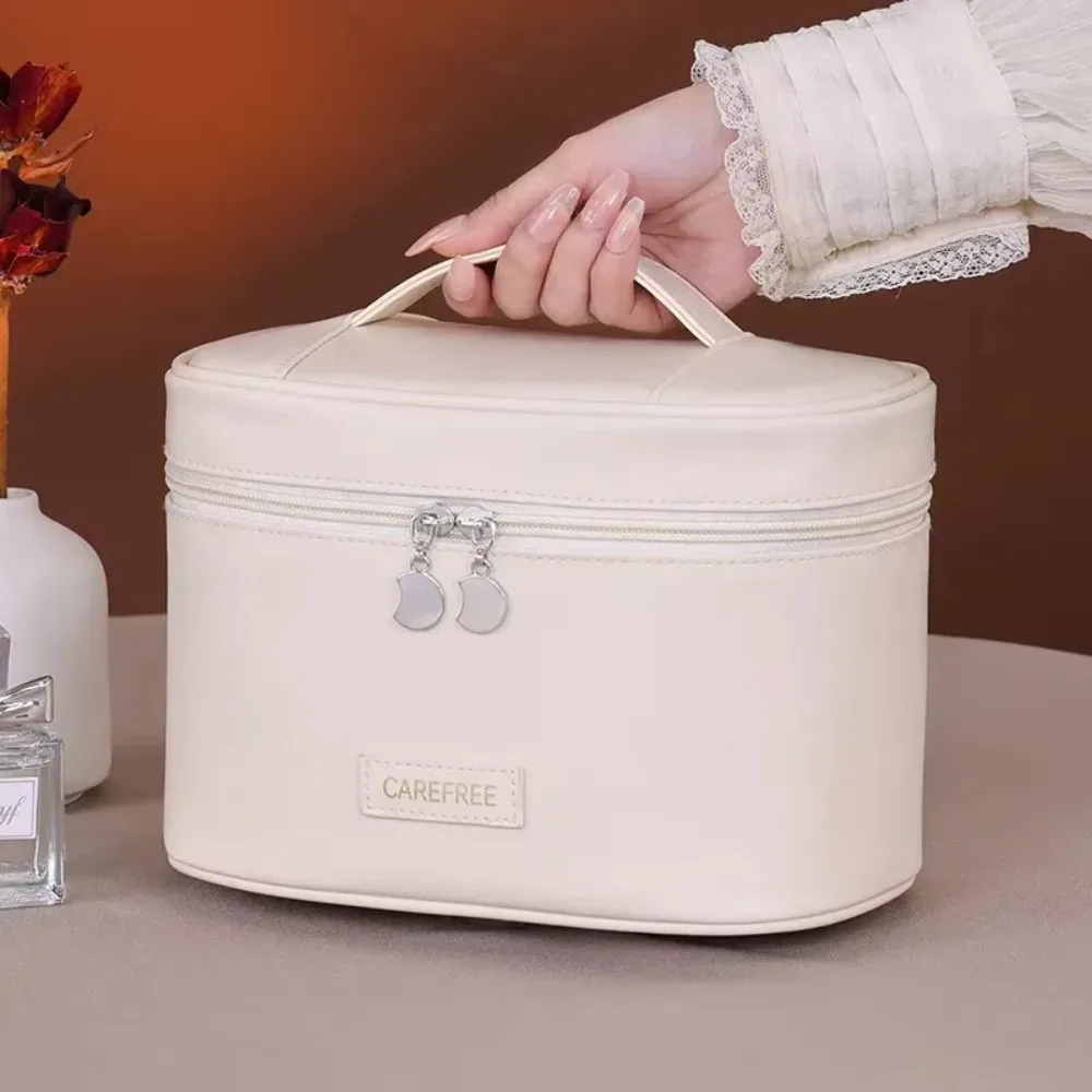 sac à cosmétiques de luxe en cuir pu pour femmes, grande capacité, pochette de rangement de maquillage de voyage, fourre-tout, sac de rangement à fermeture éclair pour cadeau