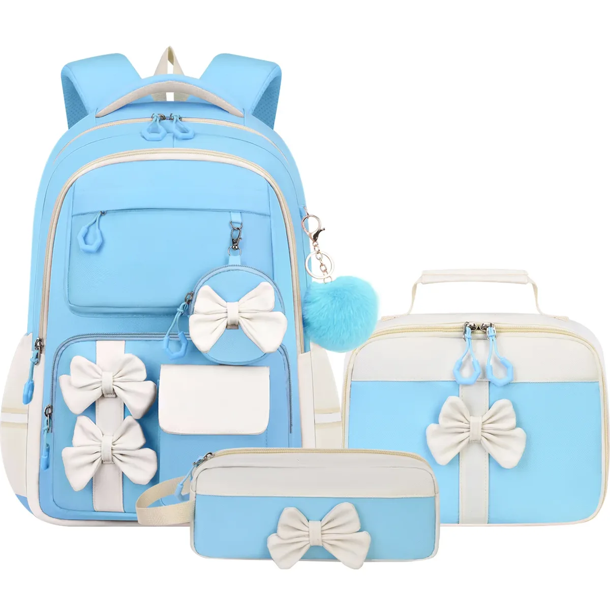 ensemble de trousse à crayons, sac à déjeuner isotherme résistant à l'usure, sac à dos grande capacité, ensemble de sacs d'école grande capacité pour adolescentes
