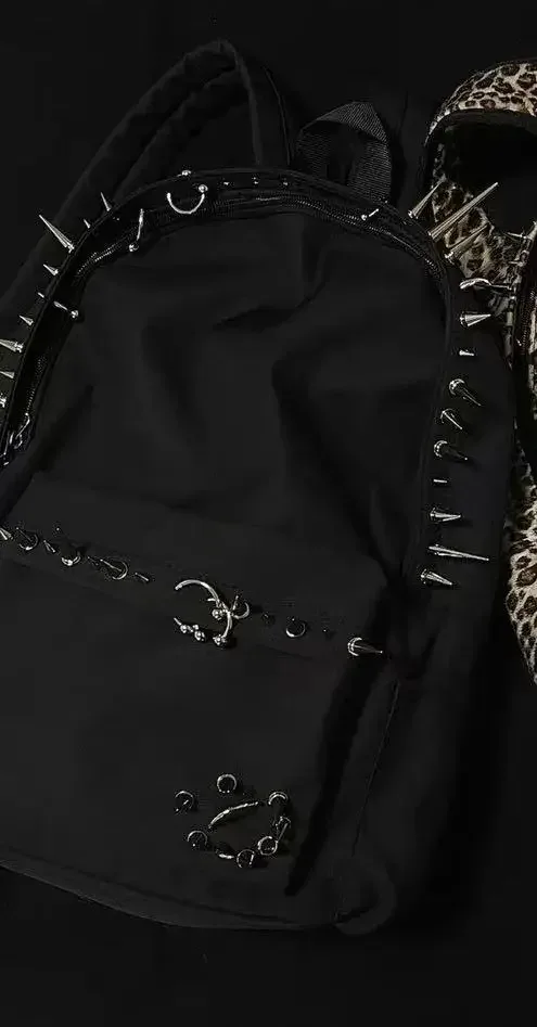 sac à dos imprimé léopard à rivets punk pour hommes et femmes, design original, grande capacité, à la mode