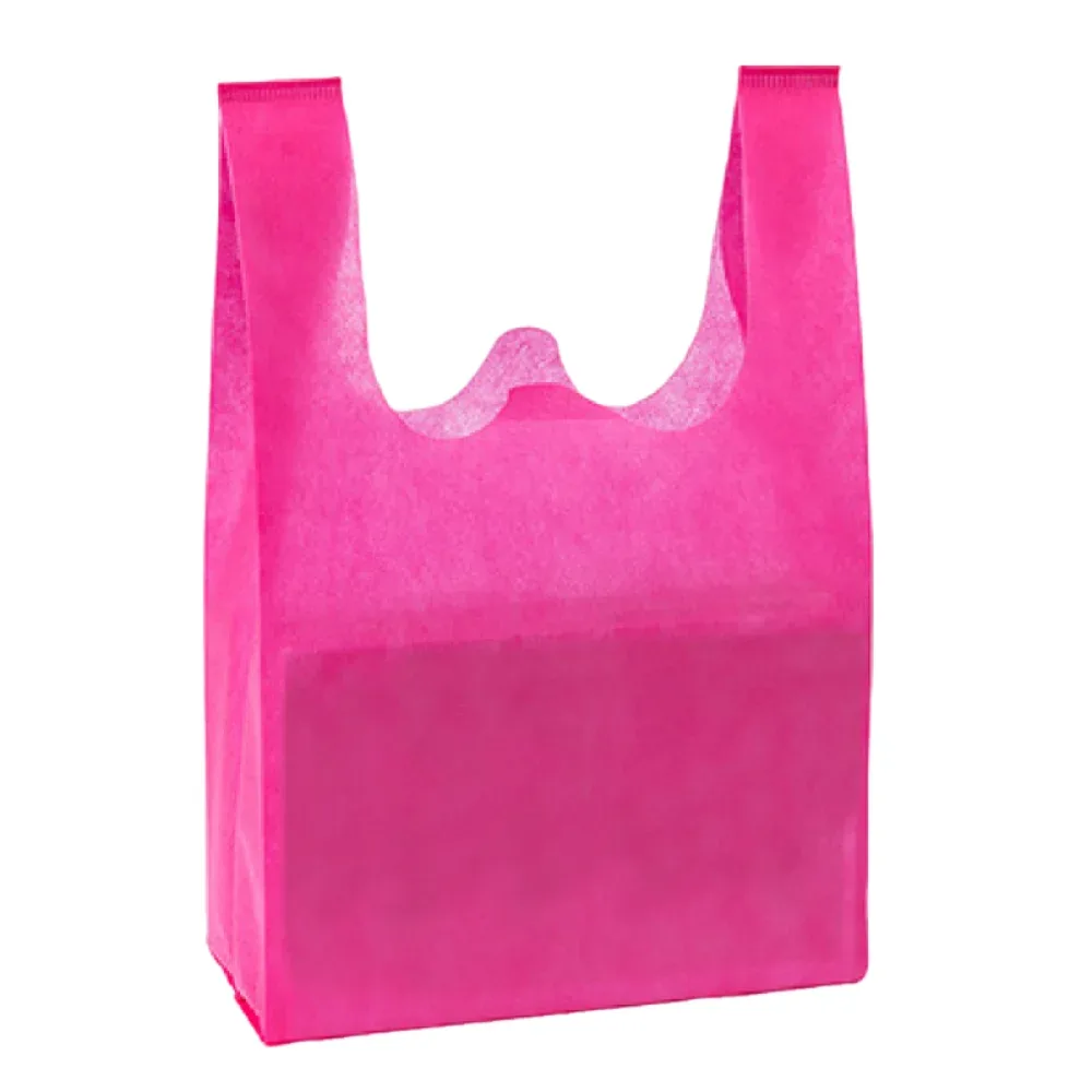 sacs de courses non tissés de couleur unie, sac à main portable de grande capacité, respectueux de l'environnement, sac de rangement épais et durable, 50 pièces