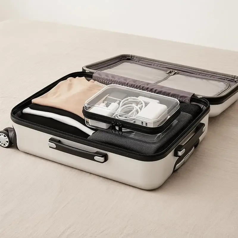 pochette cosmétique transparente à fermeture éclair, étanche, rigide, portable, pour usage quotidien, organiseur de produits de toilette de voyage