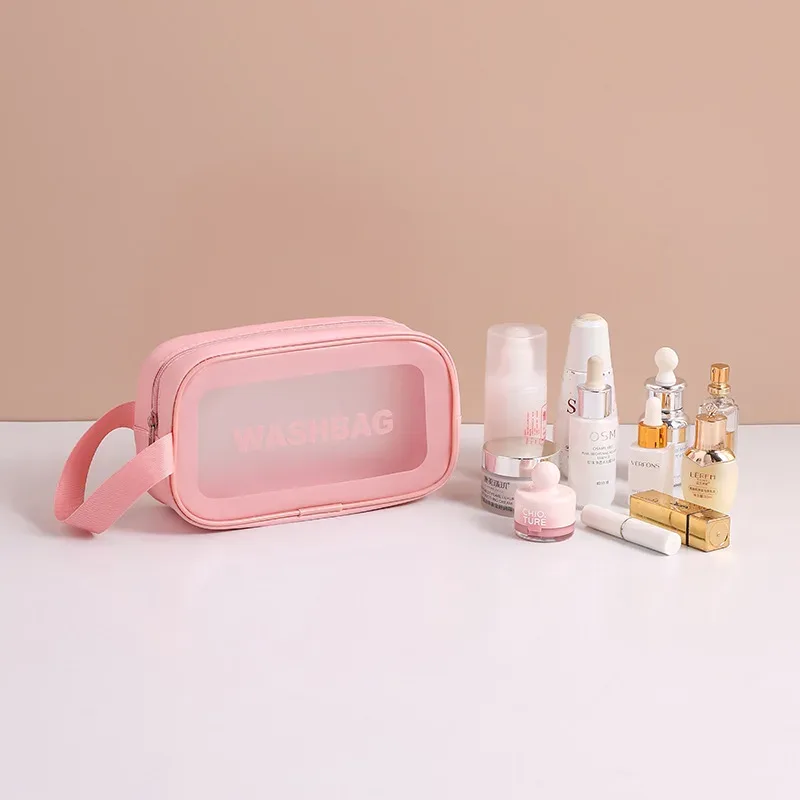 sac de lavage de voyage portable, pochette de rangement transparente et étanche pour maquillage, organisateur de cosmétiques de grande capacité, étui de beauté pour femmes