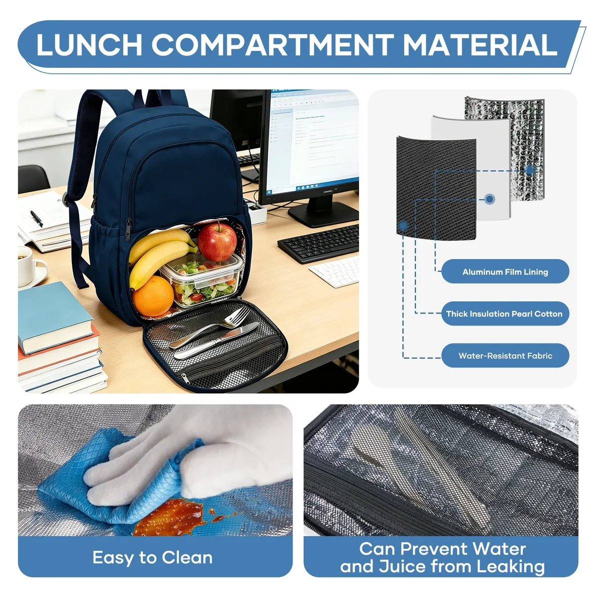 sac à dos portable pour hommes et femmes, sac à dos de voyage, sac à dos isotherme avec compartiment pour le déjeuner, sac à dos scolaire pour adolescents
